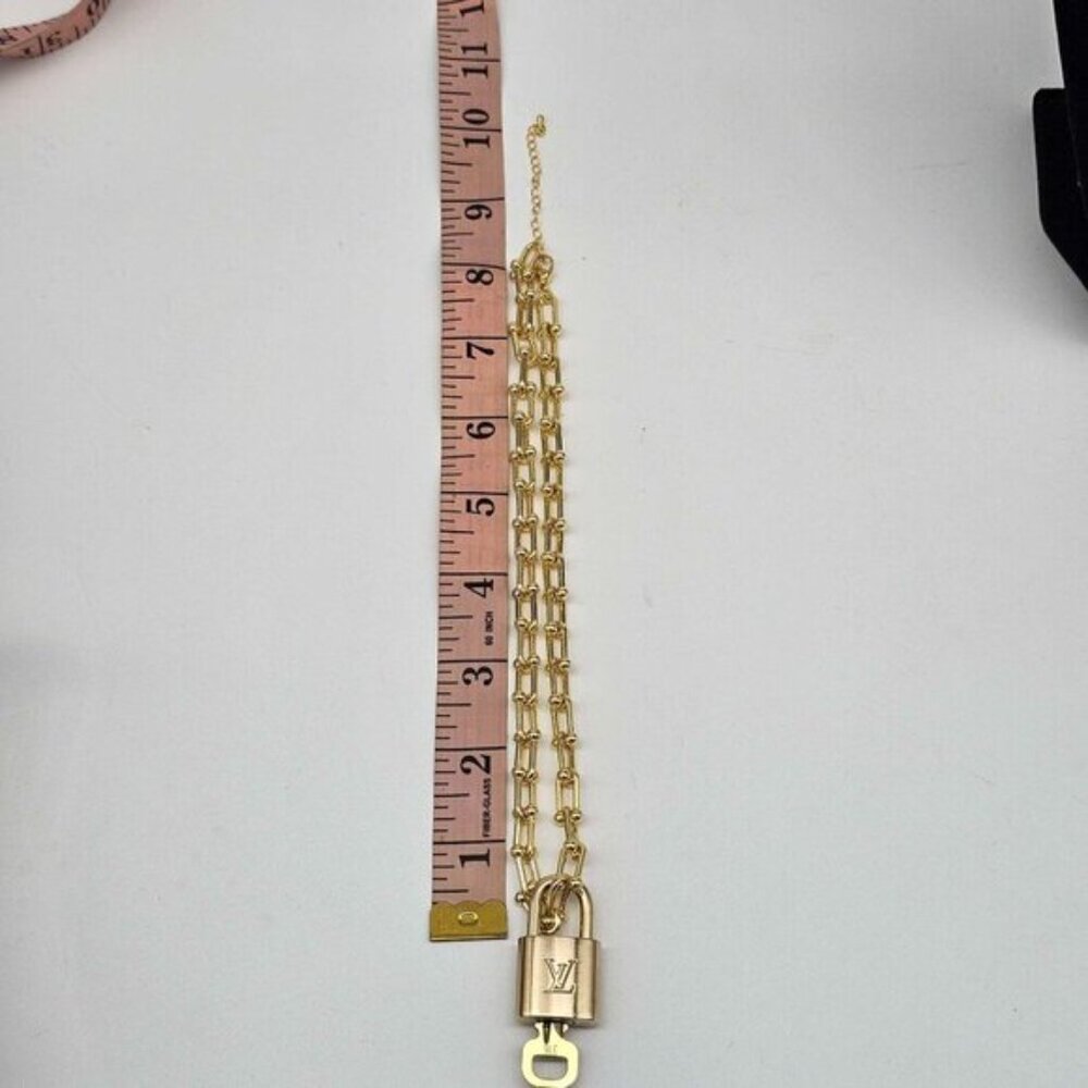 Authentic Louis Vuitton Lock & Key w/ Unbranded Gold Plated Gold Chain Necklace - Picture 7 of 14